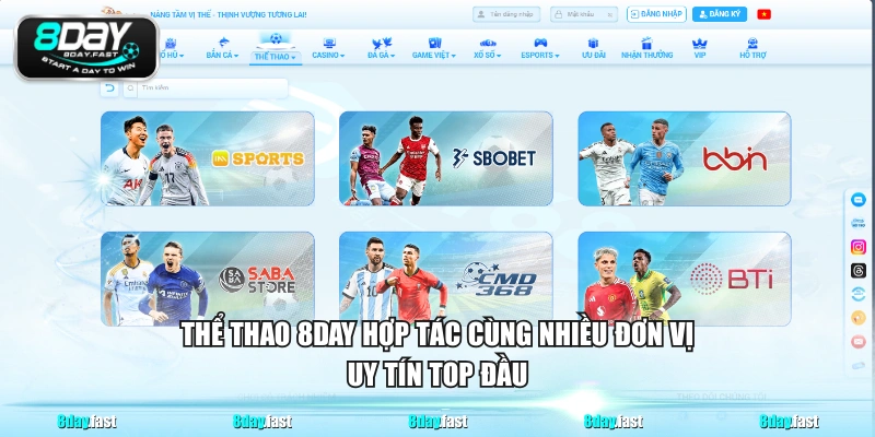 Thể thao 8DAY hợp tác cùng nhiều đơn vị uy tín top đầu
